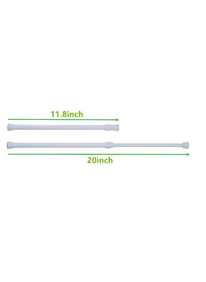 qinsou Cupboard Bars Tension Rods, 4 Pack Spring Tensions Rods 11.8-20 Inches Steel Adjustable Tension Curtain Rod Closet Rod Window Rods (White) - Image 2